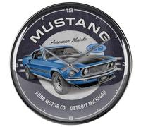 Nostalgic-Art Reloj de Pared Retro, Ø 31 cm, Ford Mustang - 1969 Mach 1 Blue - Idea de Regalo para Fans de Ford, Gran decoración para la Cocina, diseño Vintage