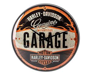 Nostalgic-Art Reloj de Pared Retro, Ø 31 cm, Harley-Davidson - Garage | original Harley-Davidson license product (OLP), reloj analógico, diseño vintage, Idea de regalo para moteros