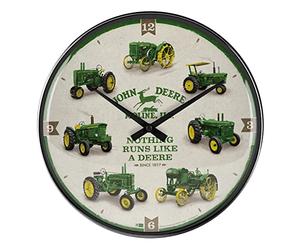 Nostalgic-Art Reloj de Pared Retro, Ø 31 cm, John Deere - Model Chart | original John Deere license product (OLP), reloj analógico, diseño vintage, Idea de regalo para fans de John Deere