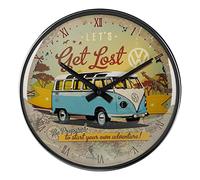 Nostalgic-Art Reloj de Pared Retro, Ø 31 cm, VW Bulli - Let's Get Lost - Idea de Regalo de Furgoneta Volkswagen, Official License Product (OLP), decoración para la Cocina, diseño Vintage