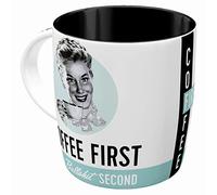 Nostalgic-Art Taza de café Retro, Coffee First - Idea de Regalo para los Amantes del café, Divertido diseño Vintage con Frase, cerámica, 330 ml