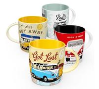 Nostalgic-Art Taza de café retro (Set de 4), 330 ml, VW Bulli Set 3 | original Volkswagen license product (OLP), taza de cerámica, diseño vintage, Idea de regalo para fans de VW Bus