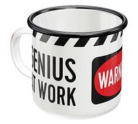 Nostalgic-Art Taza esmaltada retro, Genius At Work - Idea de regalo para gamers, Copa para camping, diseño vintage con frase, 360 ml