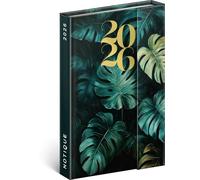 NOTIQUE Agenda 2026 - Mini planificador de bolsillo A6 con cierre magnético, agenda semanal compacta de 11x16 cm, calendario en tapa dura con vista mensual (Monstera)