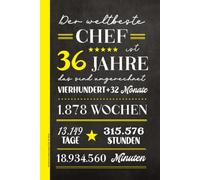 Notizbuch Geburtstag Chef 36 Jahre: Geschenk zum 36. Geburtstag Notizheft A5 liniert praktisches Notiz Buch cooles Geburtstagsgeschenk an besten Vorgesetzten Boss und Arbeitgeber Happy Birthday