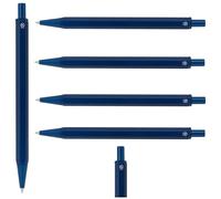 noTrash2003 5 bolígrafos retráctiles de diseño de aluminio reciclado y ABS con cuerpo hexagonal, sin clip, con certificado GRS, mina Jumbo de tinta azul, sostenible y respetuoso con los recursos (azul