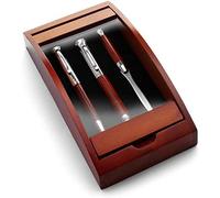 noTrash2003 Elegante juego de escritura de palo de rosa, incluye bolígrafo giratorio, pluma estilográfica y abrecartas, instrumentos de escritura en estuche 21,0 x 10,2 x 4,7 cm