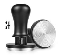 NOTSEK Prensador de café de 54 mm, calibrado con resorte de 54 mm con presión de contacto de 30 libras, base ondulada de acero inoxidable 304 para portafiltro de salvia, color negro