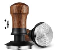 NOTSEK Tamper de café de 54 mm, herramienta de presión constante de 30 libras con base ondulada, prensador de espresso calibrado de madera de nogal para portafiltro de salvia