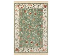 Nouristan Naveh Orient - Alfombra de salón de Pelo Corto con Flecos Vintage de Terciopelo Oriental para Comedor, salón, Dormitorio, Verde, 160 x 230 cm, rayón, 160 x 230 cm
