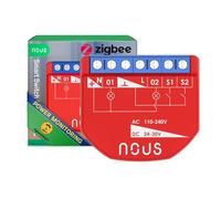 NOUS Módulo de Interruptor Inteligente ZigBee con Medición de Potencia, 2 Canales, AC 16A/DC 10A, Contactos Secos, Compatible con Alexa, Zigbee2MQTT, Google Assistant, Home Assistant, Tuya