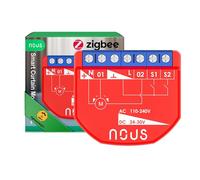 NOUS Módulo de Interruptor Inteligente ZigBee con Medición de Potencia, 2 Canales, AC 16A/DC 10A, Contactos Secos, Compatible con Alexa, Zigbee2MQTT, Google Assistant, Home Assistant, Tuya