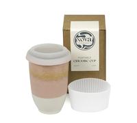 NOVA CERAMICS Taza rosa y amarilla