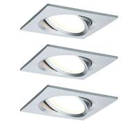 Nova Set de focos LED empotrables Nova plus regulable (L x An x Al: 8,4 x 8,4 x 4,5 cm, 3 ud., Color de luz: Blanco cálido, Aluminio pulido)