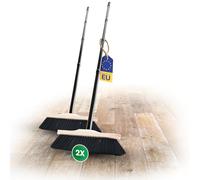 Novaliv 2 escobas de habitación con Mango Estable Escoba de Crin auténtica, cerdas Suaves, Escoba de Armario, Mango de 4 Piezas, Escoba de Crin Mixta, Escoba para Laminado y parquet, Escoba de Crin,