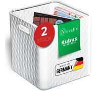 Novaliv, 2 unidades. Cajas de 30x30x30 cm, color blanco. Cajas para estanterías Kallax. Cestas de 30x30 cm. Contenedores para estanterías, ideales como cajas para estanterías Kallax. Cajas plegables d