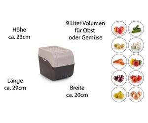 Novaliv, 2 unidades, grandes, cajas de 9 litros, color perla, para verduras, patatas, almacenamiento, recipiente para alimentos, contenedor para frutas, frutero