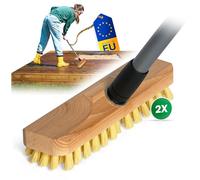 Novaliv 2X Limpiador de madera con cerdas de plástico con rosca y varilla telescópica | Cepillo de suelo PPN | Ideal para la limpieza de balcón, terraza, jardín, interior y exterior