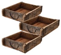 Novaliv, 3 cajas de madera vintage, 30 x 25 x 8 cm. Cajas de madera antiguas, estilo ladrillo, grandes y versátiles, fabricadas con madera reciclada. Cada caja es única – caja vintage para decoración