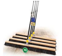 Novaliv 4 escobas finas con mezcla de crin, 100 cm, con mango telescópico, escoba para taller, grandes espacios