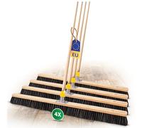 Novaliv 4 escobas para polvo fino con mezcla de crin I 100 cm con mango de madera I escoba para talleres