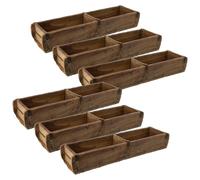 Novaliv, 6 cajas de madera vintage, 58 x 15 x 10 cm. Antiguo molde de ladrillos de madera, grande, de doble compartimento. Caja multiusos fabricada con madera reciclada. Cada pieza es única