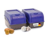 Novaliv Caja de almacenamiento para patatas, 2 unidades de 5 l, color azul marino, caja para patatas, caja para verduras, apilable, cesta para cebollas, cesta para patatas, frutas, patatas, cebollas