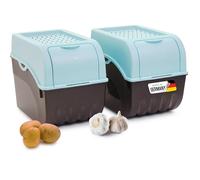 Novaliv Caja de almacenamiento para patatas, 2 unidades grandes de 9 l, color turquesa, caja para verduras, apilable, caja para cebollas, cesta de patatas, fruta, patatas, cebollas, almacenamiento de