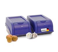 Novaliv Caja de almacenamiento para patatas, 2 unidades pequeñas de 3,5 L, color azul marino, caja para cebollas, caja apilable, caja para patatas, cebolla, cesta para patatas, fruta, patatas