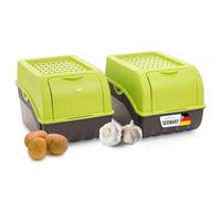 Novaliv Caja de Almacenamiento para Patatas y Verduras, 2 Unidades de 5 L, Color Verde, Apilable, Cesta para Cebollas y Frutas