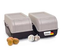 Novaliv Caja de Almacenamiento para Patatas y Verduras | 2 x 5 L | Perlmut Blanco | Apilable para Cebollas, Frutas | Cesta de Almacenamiento