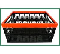 Novaliv: Cajas plegables, estables. Juego de 4 cajas de 30 litros, rojas y negras. Cestas de compra, cajas plegables, juego de cajas, cajas de transporte, cestas de almacenamiento, cestas para la coci
