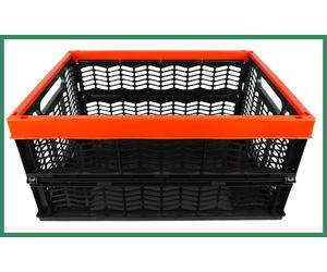 Novaliv: Cajas plegables, estables. Juego de 4 cajas de 30 litros, rojas y negras. Cestas de compra, cajas plegables, juego de cajas, cajas de transporte, cestas de almacenamiento, cestas para la coci