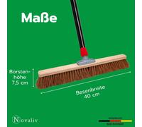 Novaliv: Escoba de coco con mango de 60 cm, con cerdas de coco. Incluye juego de escoba y recogedor s, compuesto por una pala y una escoba de mano. Escoba de cerdas naturales, ideal para talleres. Esc