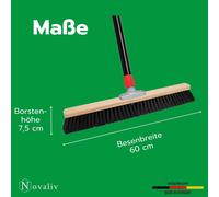 Novaliv. Escoba grande de 60 cm con mango. Escoba para pasillos con cerdas sintéticas. Incluye juego de escoba para esquinas, galvanizado, que consta de una pala para esquinas y una escoba de mano. Es
