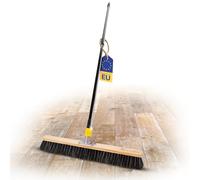 Novaliv Escoba para sauna con mezcla de crin I 60 cm con mango telescópico I Cerdas blandas escoba para el patio o el polvo fino