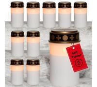 Novaliv, faroles LED para tumbas sin batería ni temporizador, color blanco, pack de 10 unidades. Velas LED sin baterías, faroles para tumbas, velas para cementerios, velas con efecto de llama parpadea