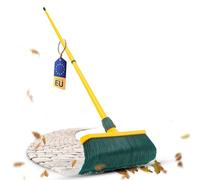 Novaliv Juego de escoba de plástico de 40 cm con mango telescópico, cerdas curvadas, escoba de jardín, escoba de calle, escoba de hojas (1, 40 cm con mango)
