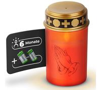Novaliv Luz LED roja para tumbas con efecto parpadeante, con batería, vela de cementerio, vela conmemorativa, vela de luto, luz eterna