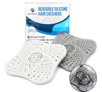 NOVANEST Silicona Atrapa Pelos Ducha con Ventosas Extra Fuertes | Rejilla Desague Ducha Anti Cucarachas Desagües | Filtro Fregadero Cocina y Recoge Pelos Ducha | Fácil Limpieza [Blanco + Gris]
