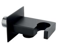 Novaservis - Codo de ducha con soporte, negro mate D/KVADRO,5