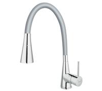 Novaservis Ferro - Grifo de fregadero con brazo flexible y ducha, gris/cromo 70720,0S