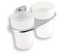 Novaservis Metalia 12 - Soporte para dos vasos, vidrio/cromo 0257,0
