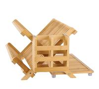 NOVAYEAH Escurridor de Platos de bambú con Soporte para Utensilios, escurridor de Platos Plegable de Madera, Soporte de Secado Plegable Grande de 3 Niveles para encimera de Cocina