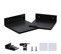 NOVDA Estantería de pared acrílica compatible con modelos Lego, bloque de sujeción en forma de L, flotante con 16 x 16 botones, paquete de 2 unidades, color negro, utilizable por ambos lados, montaje