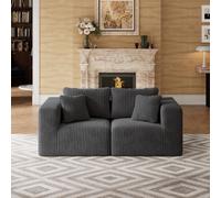 Novilla 180 cm Sofá Esquinero Modular Componible 2 Plazas en Terciopelo | Muelles Ensacados Smarts Coil®, Sin Montaje, Terciopelo Acanalado, 4 Cojines Incluidos