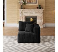 Novilla 90x90x65 cm Sofá Modular con Brazo Derecho en Terciopelo | Muelles Ensacados Smarts Coil®, Sin Montaje, Terciopelo Acanalado, 2 Cojines, 90x90x65 cm