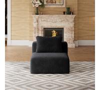 Novilla 90x90x65 cm Sofá Modular Sin Brazos en Terciopelo | Muelles Ensacados Smarts Coil®, Sin Montaje, Terciopelo Acanalado, 1 Cojín, 90x90x65 cm
