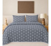 Novotextil Colcha Boutí Bordada Cama 90 a 180 con 1 o 2 Fundas de Almohada - 100% Microfibra Suave y Transpirable - Cubrecama Ligero para Verano y Entretiempo - Diseño Moderno Decorativo Cosenza gray