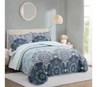 NOVOTEXTIL Colcha Boutí Cama 105 (200x260) Estampada para Verano y Entretiempo - 100% Microfibra - Cubrecama Ligero y Transpirable con 1 Funda de Almohada (50x70) - Acabado en Punta Redonda (Nicosia)